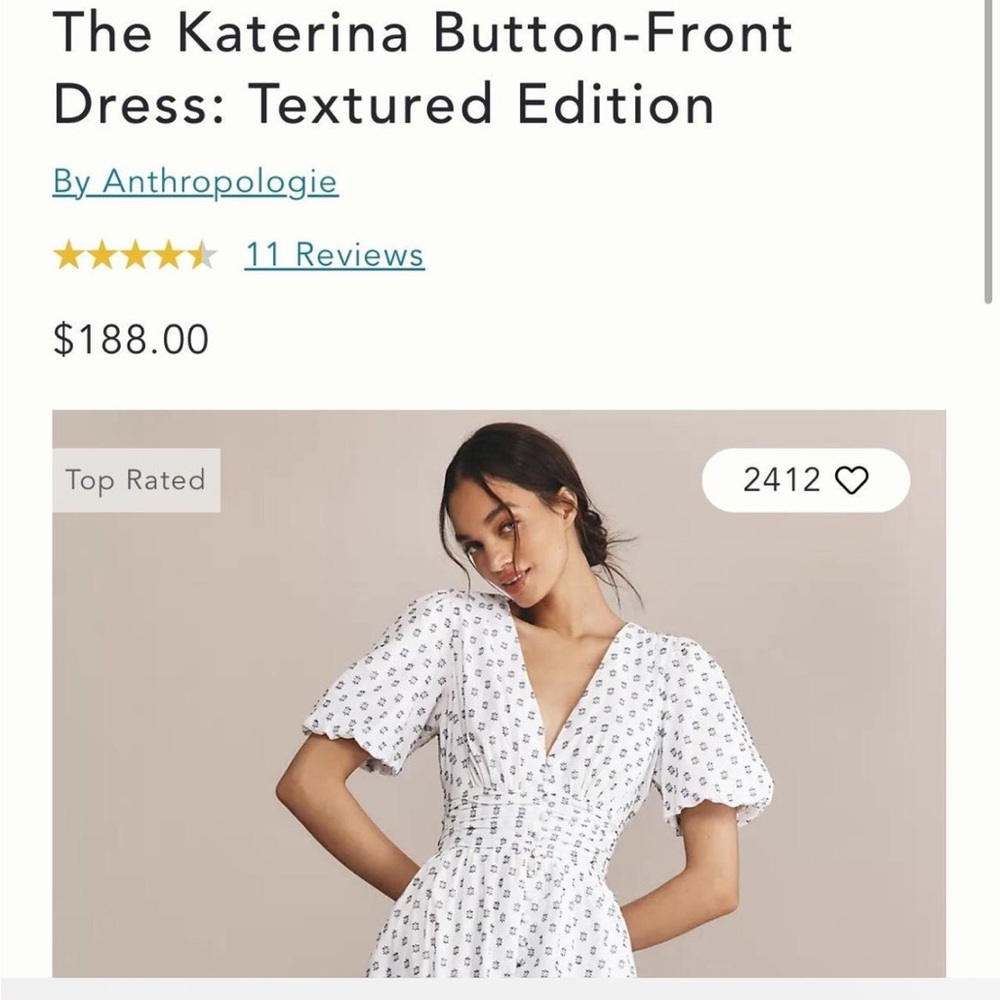 Anthropologie Katerina Button-Front Dress - Like New! Worn once